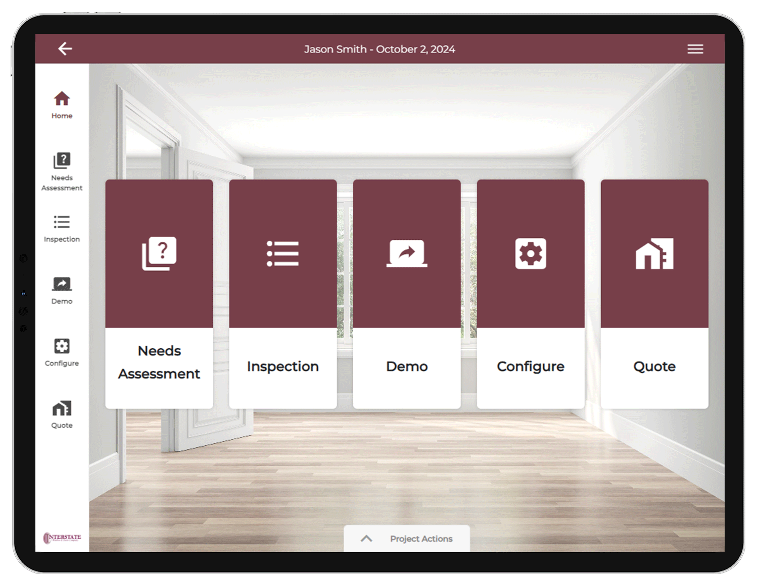 Paradigm Vendo and Interstate Window and Doors UI on ipad GIF Easyin-home Selling with Paradigm Vendo for Interstate Window and Door Company Dealers