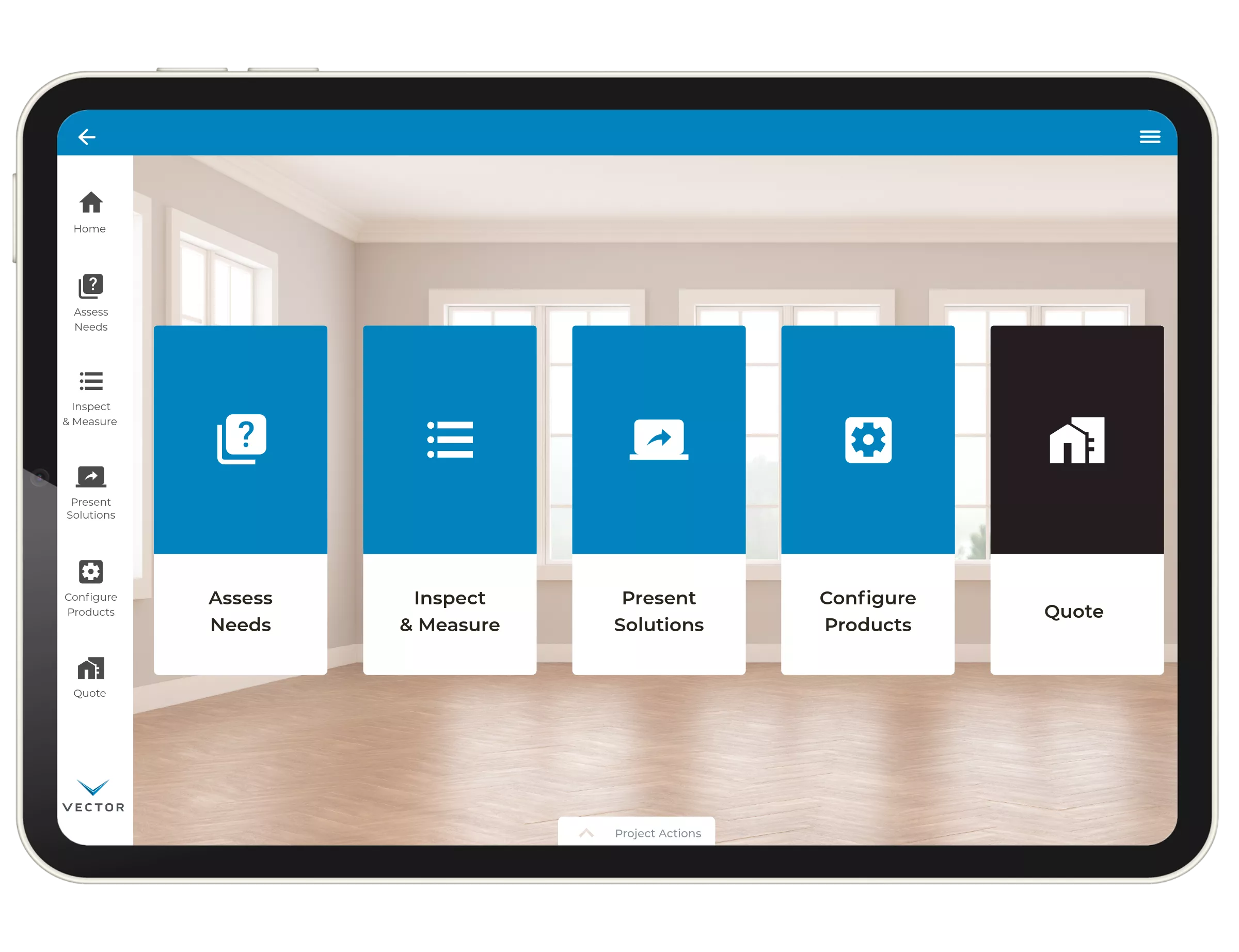 Paradigm Vendo UI for Vector Windows & Doors on a iPad