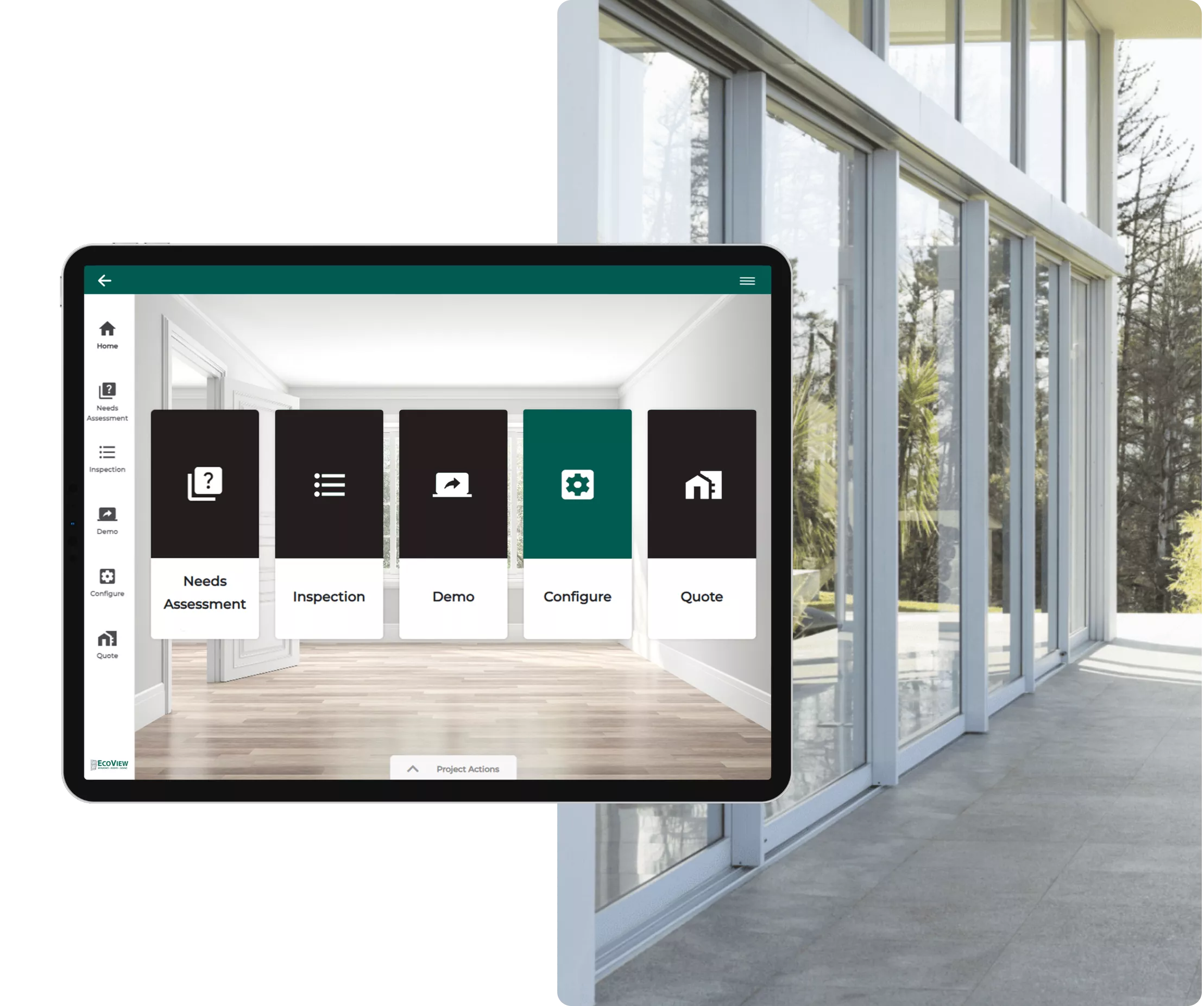 iPad Overlayed on a Lifestyle Image with Paradigm Vendo Screenshot for EcoView Catalog