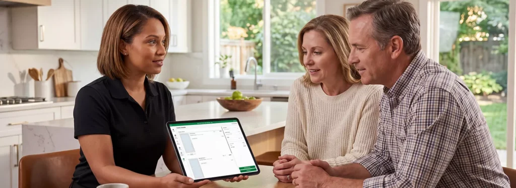 Paradigm Vendo - Sales Woman Going Over Quote in Paradigm Vendo on iPad - 1538x560